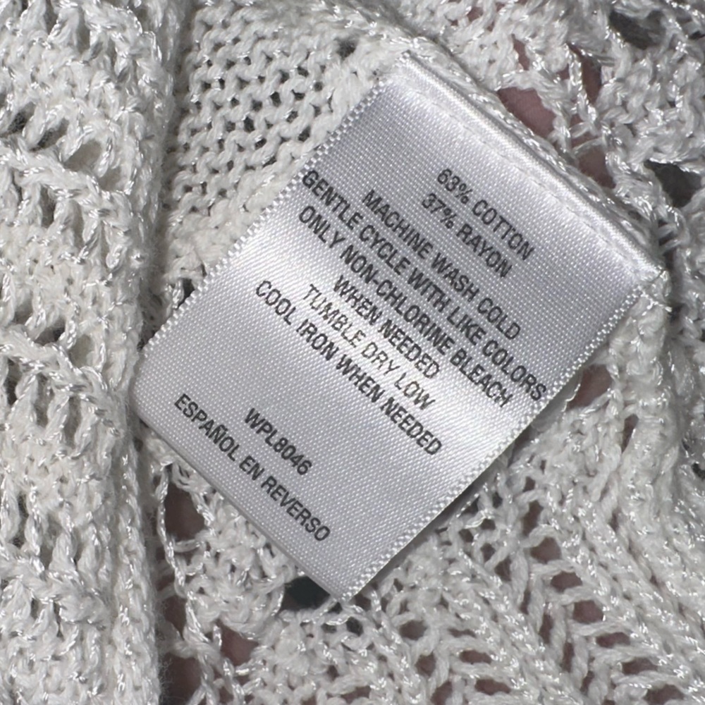 JM COLLECTION - Plus Size White Crocheted Shrug/Bolero Cardigan - Picture 5 of 5